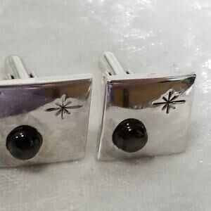 Vintage Swank cuff links 3/4''X3/4" Chrome/Champagne  1.1745
